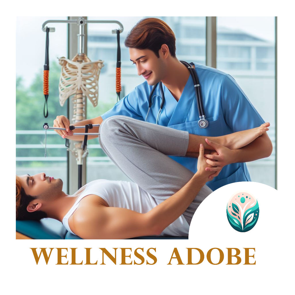"Image of a physiotherapist guiding a client through Pilates exercises in a clinic setting, promoting strength, flexibility, and rehabilitation through specialized Pilates care."